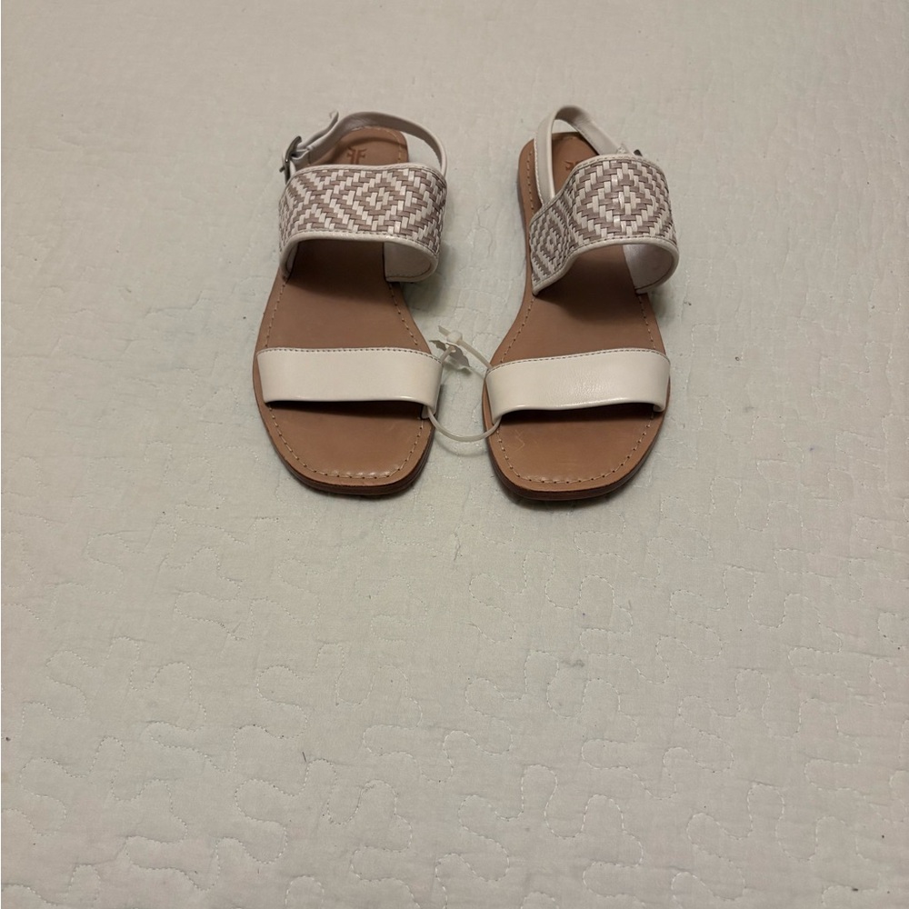 Frye White and Tan Sandals with Minimalist Design